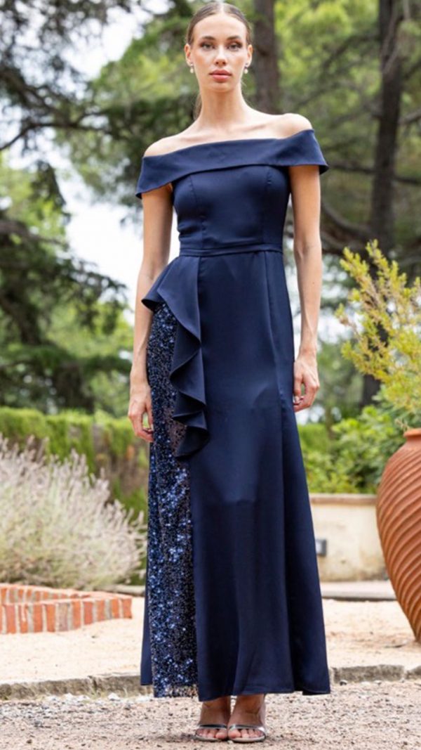 Vestido azul marino con lentejuelas